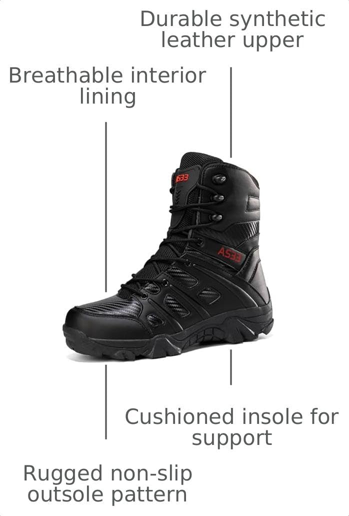 Men's outdoor tactical combat boots: suitable for mountaineering, hiking and backpacking trips. Designed specifically for tough military-style performance.