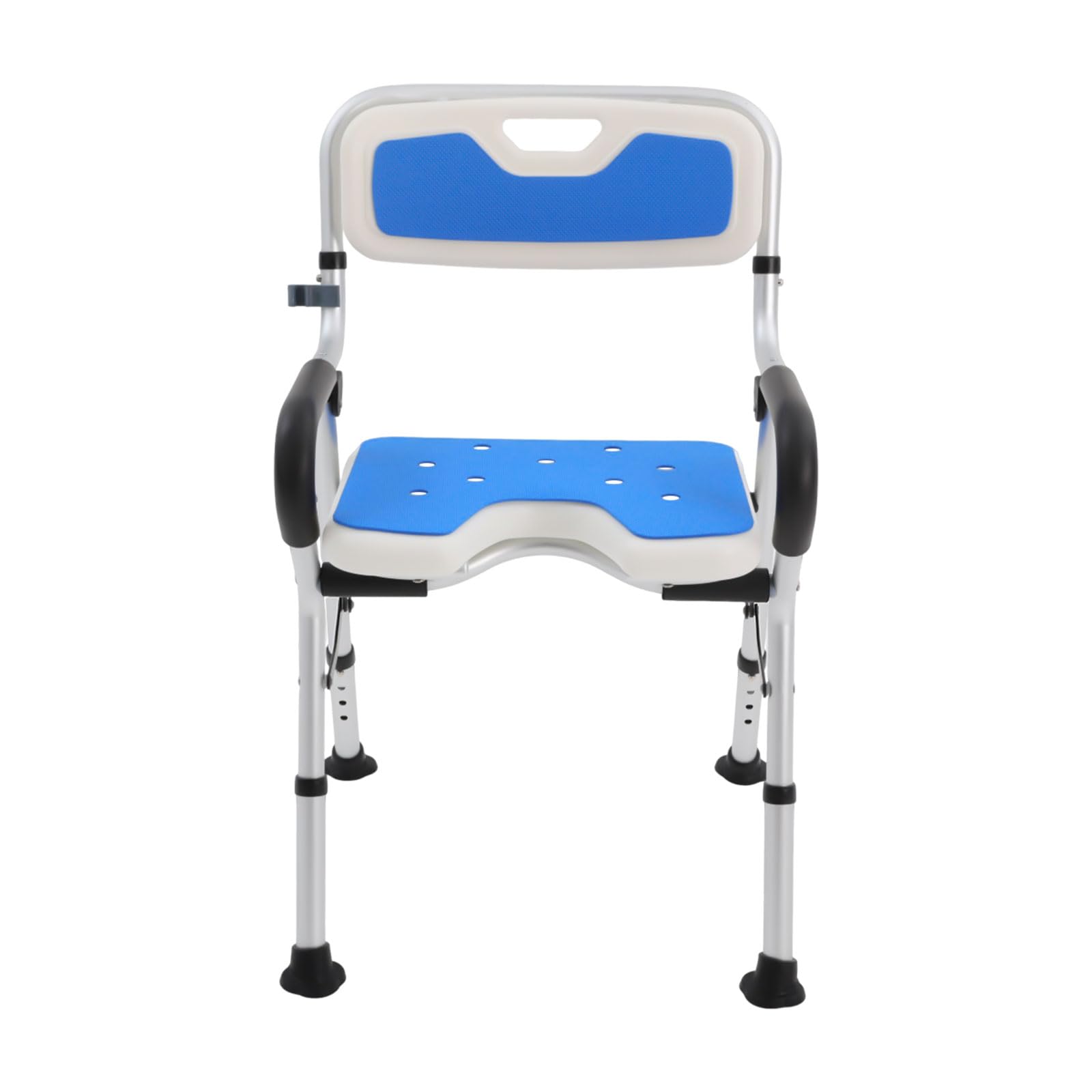 Silla de ducha para personas mayores, altura regulable, taburete de ducha hasta 150 kg, 40 x 34 cm | Silla de baño plegable con agujeros de drenaje y soporte de cabezal de ducha plástico, aleación de aluminio