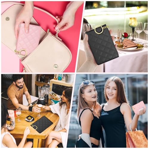 Image of PALAY 2Pcs Coin Pouch Mini Black Pink PU Leather Purse with Keychain