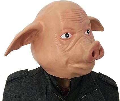 Pig Mask Funny Pig Head Mask Headgear Latex Mask Full Face Animal Mask Halloween Cosplay Party Masquerade Decoration Skin Color