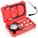 Ghekkli 9tlg KFZ Benzin Motor Kompressionsprüfer 0-300 PSI / 0-20 Bar, Auto...