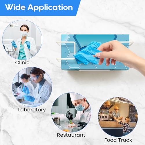 Image of THYGIFTREE Glove Box Holder Wall Mount, Metal Dispenser Rack for Standard 100 Count Disposable Nitrile, Latex & Vinyl Glove Boxes, for Kitchen, Bathroom, Garage, White