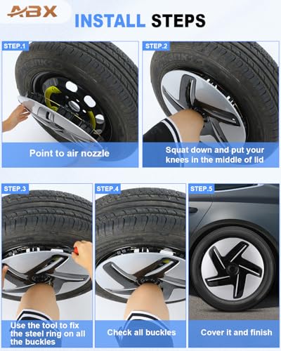 Image of ABX Hubcap Wheel Covers Hub Caps 15 Inch Set of 4 White Universal Wheel Rim Cover R15 Stylish Car Decor Wheel Covers for Toyota Camry Nissan Mazda (White, 15 inch)