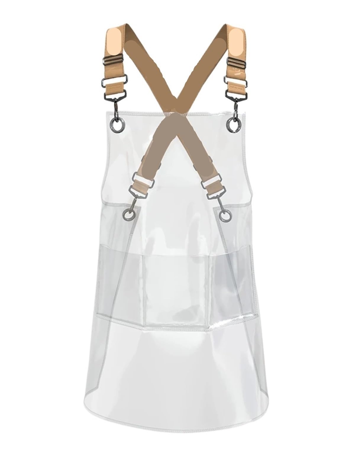 Delantal De Cocina Delantales de Chef Transparentes con 3 Bolsillos, Impermeables, for Cocina, peluquería, salón de uñas, Delantal Uniforme for Hombre y Mujer(Brown,80cm)