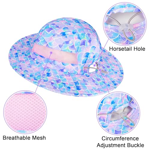 Image of Kids Sun Hat for Toddler Girls Unicorn Bucket Hats UV Protection Summer Hat for Kids Wide Brim Fishing Hat 2-8 Years