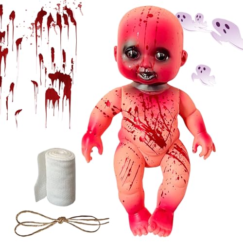 Xijobido Muñecas De Terror,Muñecas Bebé Aterradoras Decoración Halloween | De Jardín Decoración para Dormitorio Árbol Navideño Jardín Patio Casa Encantada Navidad Exterior Porche
