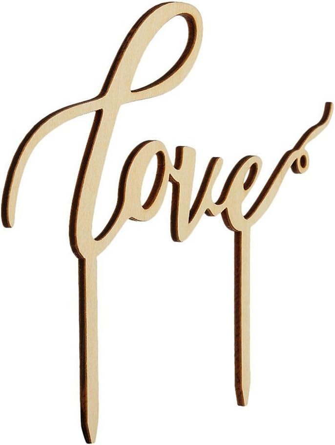 ROSENICE Love Cake Topper Wedding Engagement Cake Topper Decoration, Wood Color - Image 4