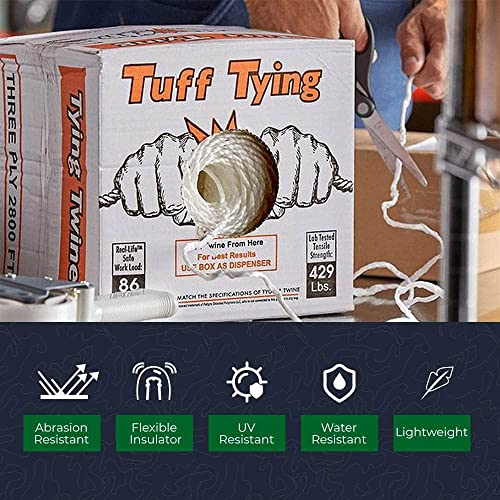 SGT KNOTS Tuff Tying Twine - Polypropylene, UV, Moisture and Chemical Protection Twine for Commercial Bundling, Packaging (1 ply - 8500ft, White) by SGT KNOTS - Image 4