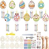 SRIZIAN 10 Stück Ostern Windspiel Bastelset für Kinder,Ostern Holz Windspiel Bastelsets Geschenke Kinder Oster Spielzeug DIY Bastelset Kindergeburtstag Fenster Tür Deko