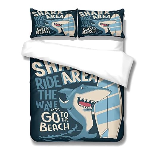 SSJDDF Dubbelt påslakan 3D-utskrivet påslakan Blått Fisk Bokstäver Sängkläder i 3 delar mjukt lättskött allergivänligt mikrofiber med dragkedja + 2 kuddfodral 220X240cm