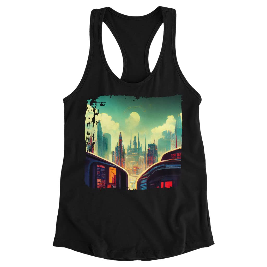 Retro Futurism Racerback Tank - Fantasy Tank - Deep Space Workout Tank