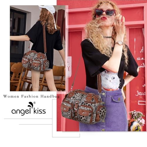 Image of Angel Kiss Hobo Crossbody Purses for Women Shoulder Bag Multipocket Soft Hobo Purses Removable Strap Leather Handbags