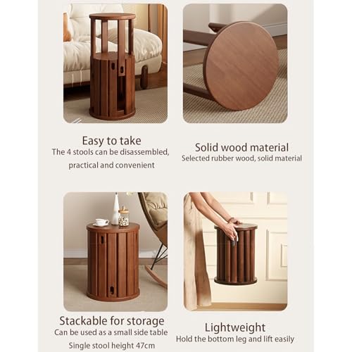 Tabourets en bois massif empilables et tables d'appoint - 6