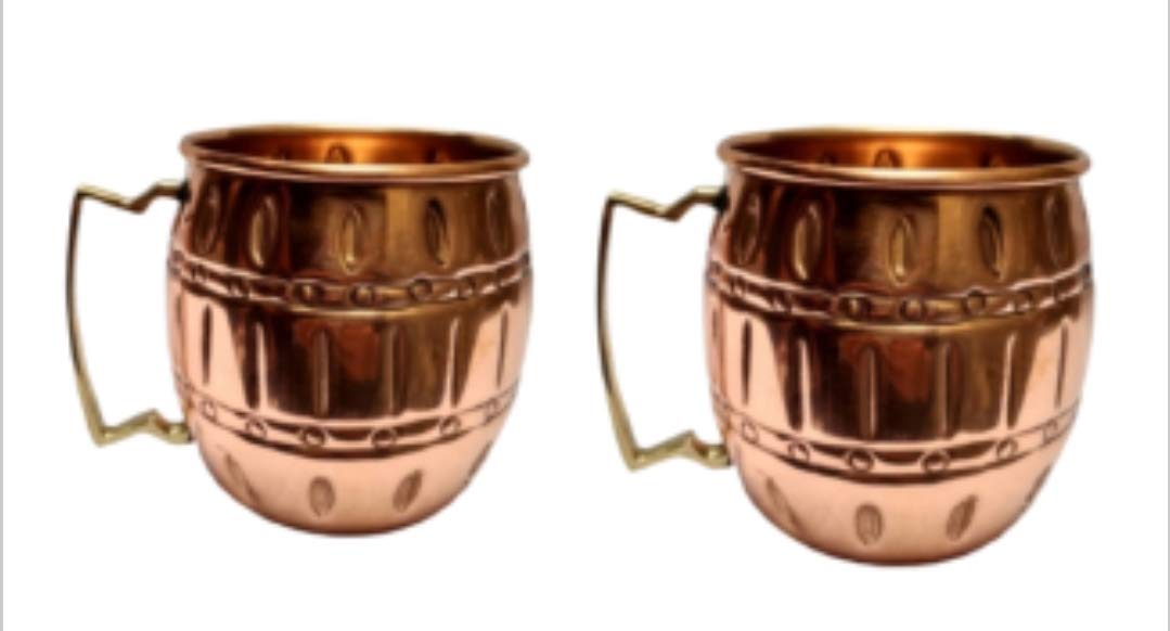 Lot de 2 tasses en cuivre artisanales : vaisselle authentique fait main et décoration de table
