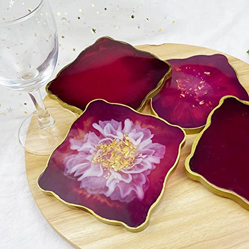 Image of SNOOGG Pack of 2 Wave-Shaped Silicone Molds for Epoxy Resin Art, DIY Coaster Casting, Home Decoration, Cup Mats, and Personalized Crafts