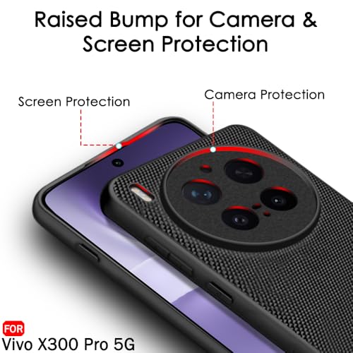 Image of TheGiftKart Back Cover Case for Vivo X300 Pro 5G | Slim & Lightweight | Ultra-Premium Design | Camera Protection Bump | Fabric Texture Case Cover (PC & TPU, Black)