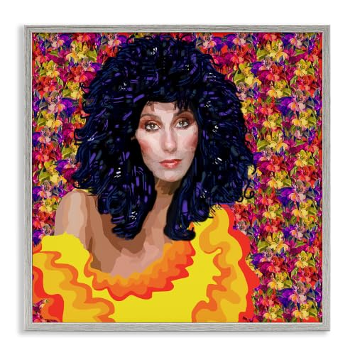 Fashion Singer Floral Pop Portrait, 17 x 17 Inch Framed Giclée Print