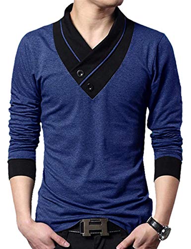 Image of EYEBOGLER Solid Men's Shawl Collar Regular Fit T-Shirt
