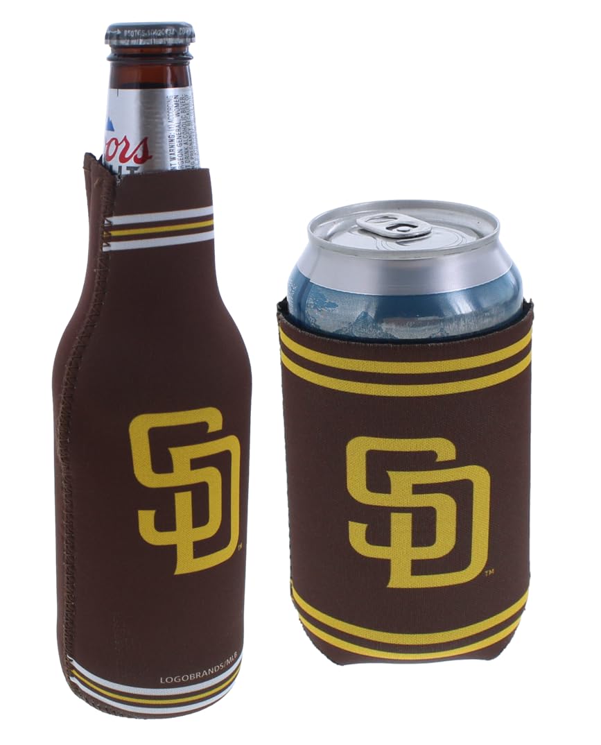 MLB Baseball Can & Bottle Holder Insulator Beverage Cooler (San Diego - Stripe (Padres))