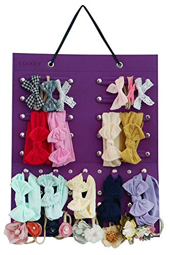 COUXILY Soporte de almacenamiento para diademas de niña,organizador colgante de diademas de niña (Púrpura)