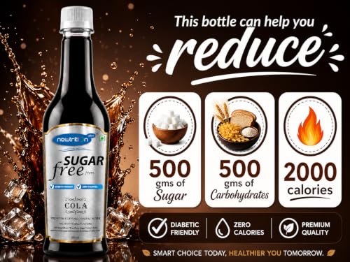 Image of Newtrition Plus Redefining Nutrition Sugar Free DIET COLA Mixer Syrup - Pack of 2 (500 ml each) - Zero Calorie, Diabetic Friendly, Keto Friendly