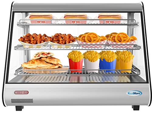 KoolMore 34" Stainless Steel Commercial Countertop Food Warmer Display Case with LED Lighting - 5.6. cu ft, Silver