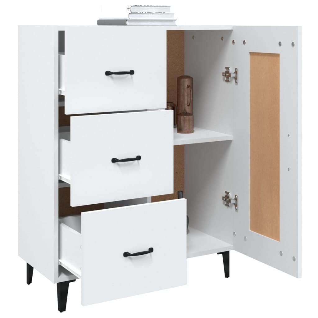 Armadietto da buffet bianco, 69,5 x 34 x 90 cm, versatile, in legno, per soggiorno, cucina, bagno, scarpiera, porta TV, biblioteca, armadio biancheria