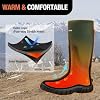 HISEA Upgraded Men's Rain Boots, Waterproof Insulated Neoprene Rubber Boots with Steel Shank, Durable Anti-Slip Outdoor Work Boots for Hunting Gardening Farming Fishing Mud Working, Adjustable Calf