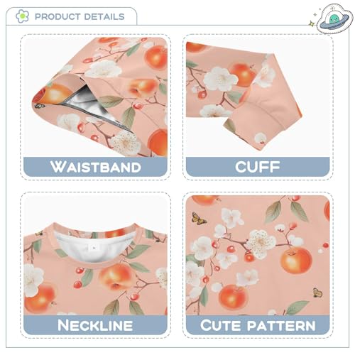 JUNZAN Cute Serviceberry Fruit Peach Little Kids Sweatshirt Hoodie Fleece Hoodie for Boys Camping 4T3