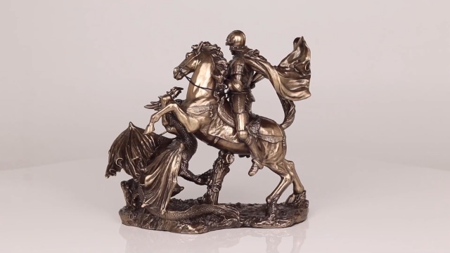 Estatua de San Jorge matadragones acabado bronce 6.25 pulg miniatura 7