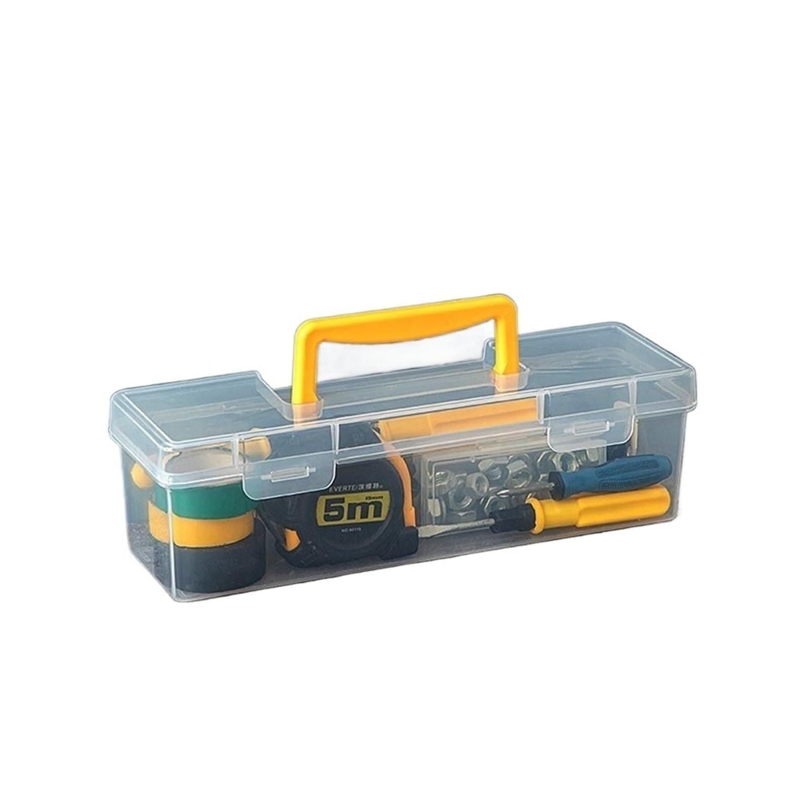 Tool Box Transparent Hardware Tool Box Multifuntional Toolbox Plastic Parts Organizer Household Storage(Yellow-style2)