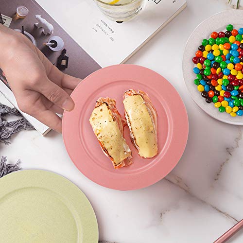 Wuweot 6 Pack 10 Inch Wheat Straw Plates, Dishwasher & Microwave Safe Dinner Plates, Lightweight & Unbreakable, Non-Toxin, Bpa Free And Healthy For Kids Children Toddler & Adult (6 Colors #TOP4