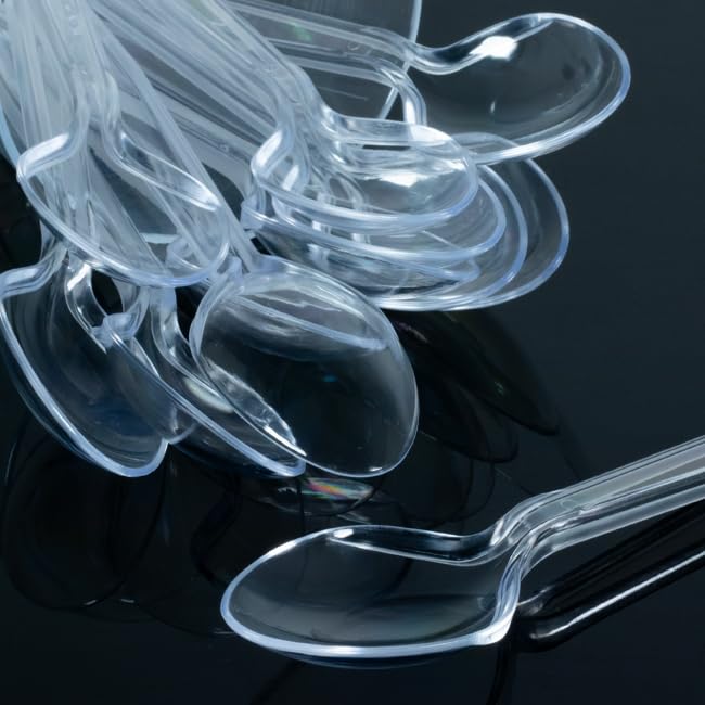 Thouy Cuillères réutilisables en Plastique Transparent 15,5 cm par 100
