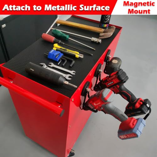 Image of MUTUACTOR Powerful Magnetic Hooks,Anti-Slip Heavy Duty Magnetic Hooks for Hanging,4PCS Magnetic Mount Strong Metal Storage Hooks for Organize Garage Tools Power Drill Driver Tool Chest Locker