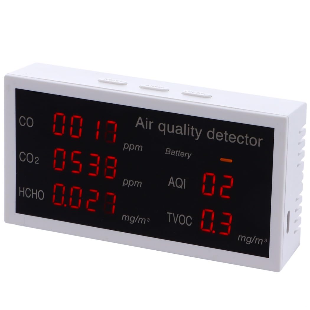 Misuratore di qualità dell'aria interna per CO2, tester portatile 5-in-1 di formaldeide e Tvoc per uso domestico e ufficio