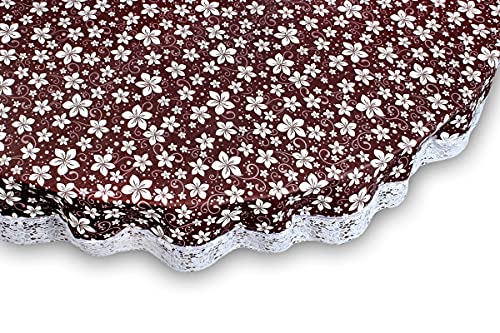 Image of The Furnishing Tree Round Shaped 6 Seater Table Cover WxL 72x72 inches with White Border lace