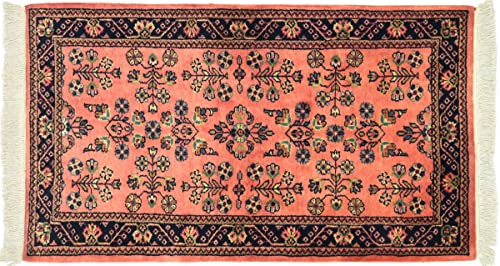 Tapis en laine de prestige Sarough à motif floral orange 90x160 cm