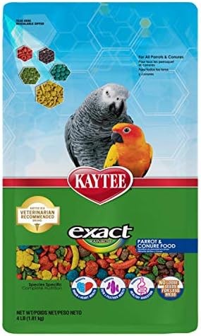 best food for blue crowned conures that will surprise you 4 Kaytee Exact Rainbow Pet Parrot & Conure Food, 4 Pound