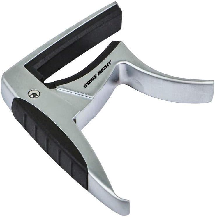 Monoprice Guitar Capo - Silver With Aluminum Body & Rubber Accents, Trigger-Style, Standard Length, Hight Quality & Light Weight - Stage Right Series