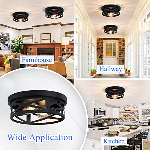 Skejao SK888 Flush Mount Ceiling Light Fixture,Black 2-Light Hallway Light Fixtures Ceiling,Light Fixtures Ceiling Mount For Farmhouse,Kitchen,Hall  thumb #2