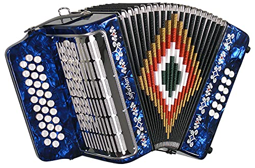 SofiaMari SM3112 Accordion Package: 31 Button, 12 Bass, Diatonic Accordion with Case and Straps (Fa/FBE, Dark Blue Pearl)