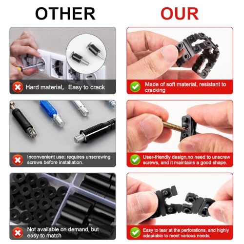 Image of Outlet Spacers for Electrical Box, 96 PCS Electrical Outlet spacers shims | Plastic Wall Plate Spacer, Tile Backsplash Shims for Loose Outlet, Switch Repair, Stackable, Black