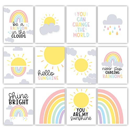Image of Hadley Designs Boho Rainbow Schedule Board for Home, 6 Reversible Wall Art Prints, Birthday Decorations, Reward Chart Bedtime Routine Chart for Toddlers, Posters for Kids Room