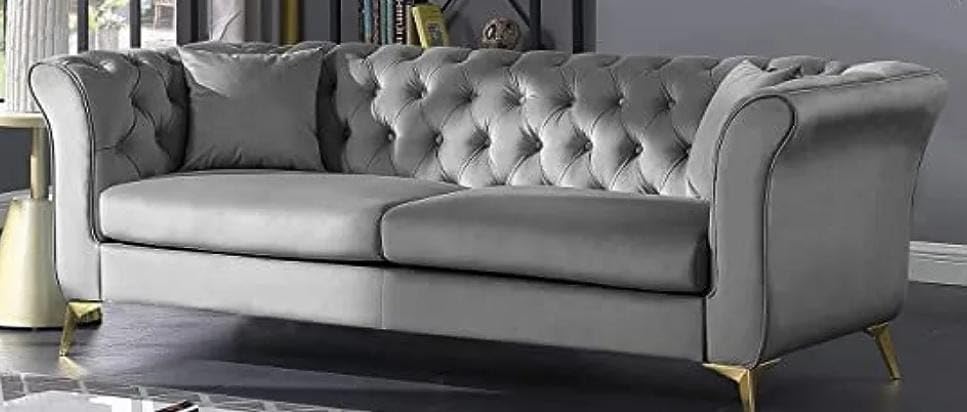 Image of Stellar Hand Tufted Three Seater Elegant Wooden Base Sofa in Wide Extravagant Fabric, Gives Luxurious Look for Home /Living Room /Office /Guest Room /Hotels