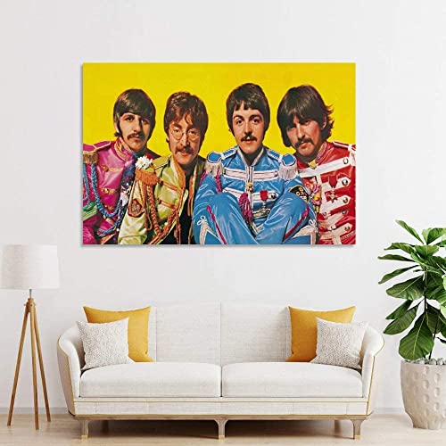 Imprimé sur toile 50×70 cm sans cadre classique jaune affiche les Beatles affiche peinture décorative salon affiche… - Les Beatles, Paul McCartney, John Lennon, RIngo Starr, George Harrison Imprimé sur toile 50x70 cm sans cadre classique jaune affiche les Beatles affiche peinture décorative salon affiche… – Image 4