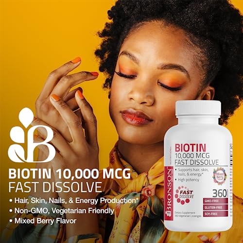 image for Bronson Biotin 10,000 MCG Lozenges Fast Dissolve High Potency Supports