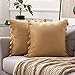MIULEE Pack de 2 Terciopelo Funda de Borla Cojine Fundas Almohada del Sofá Throw Cojín Decoración Caso de la Cubierta Decorativo Almohadas para Sala de Estar 18x18inch 45x45cm Caqui