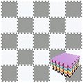 qqpp EVA Rubber 18 Tiles Interlocking Puzzle Foam Floor Mats - Baby Play Mat for Playing | Exercise Mat for Home Workout. White, Gray. QC-ALb18N