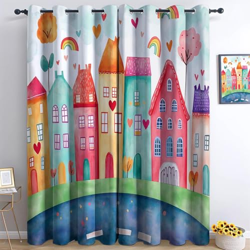 Bhoyctn Colorful Blackout Curtains for Bedroom 38" W x 54"