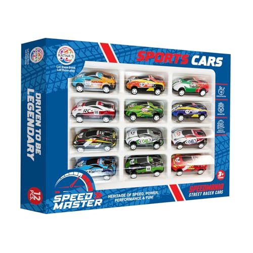 Image of RATNA'S Speed Master Sports Car for Kids 12 Pcs Set Pull Back Vehicles Racing Car for Kids for 2 Years+